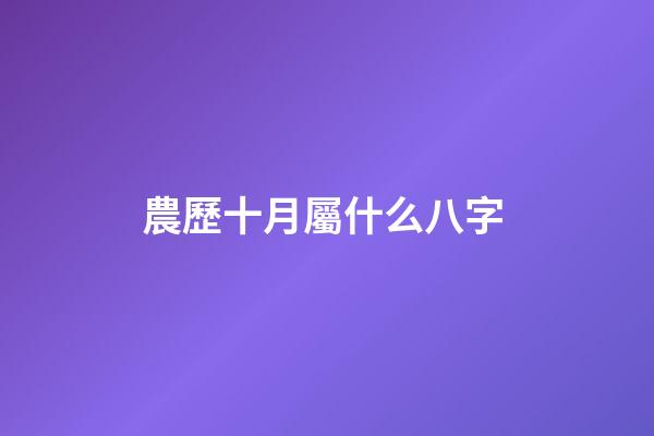 農歷十月屬什么八字 (農歷10月是什么月八字)-第1張-觀點-玄機派